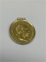 1915 Austrian Gold Ducat Coin Pendant.