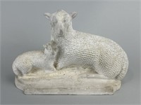 Early Antique Chalkware Sheep.