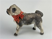 Early Antique Chalkware Pug Dog.