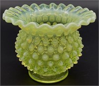 Fenton Hobnail Uranium Ruffle Edge Vase