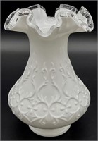 Fenton Spanish Lace Silver Crest Vase