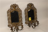 Pair of 17.5" Antique Brass Candle Wall Sconce