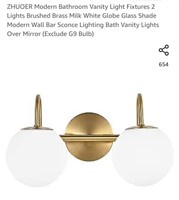 NEW 2 Lights Brushed Brass Vanity Fixture,