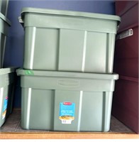 Two Rubbermaid totes both have been fixed with