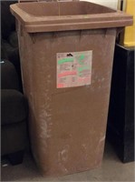 Plastic Rolling Trashcan - no lid - almost full