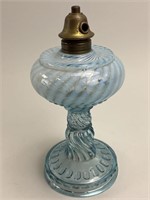 Antique Blue Opalescent Oil Lamp.