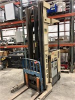 Crown 36V Narrow Aisle, Stand-Up Reach Forklift