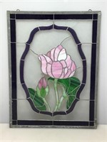 Leaded Glass Window Panel. Rose 15.5x20.5