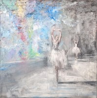 Artist Signed Oil on canvas "Ballerina Dancer" 4'