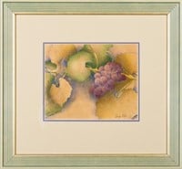 Louigi Rist colored wood block "Grapes" 16" x 18"