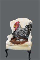 Eric Fausnacht painted chair "Rooster on Eggs