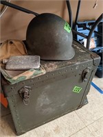 Military Box, Front Seam Helmet, Canteen, Belt.