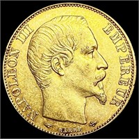 1859-A France .1867oz Gold 20 Francs CLOSELY