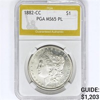 1882-CC Morgan Silver Dollar PGA MS65 PL
