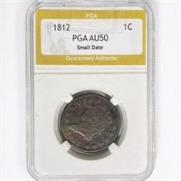 1812 Large Cent PGA AU50 Sm. Date