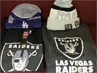 2 NEW RAIDERS XL T-SHIRTS AND 2 HATS