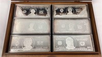 Six Washington Mint 4ozt Silver Dollar Bills