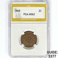 1868 Two Cent Piece PGA MS62