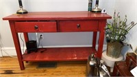 Red Entry Table with Two Doors