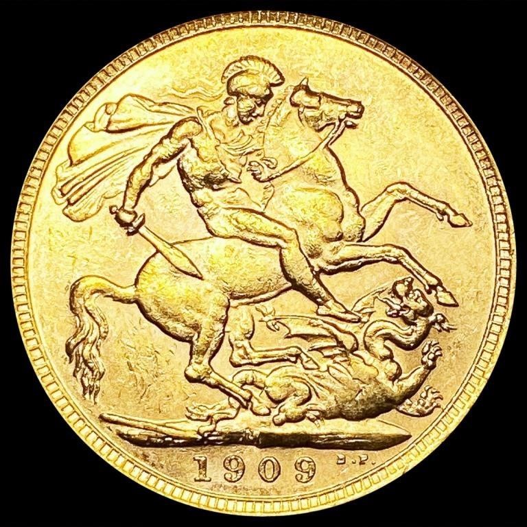 1909 G. Britain .2355oz Gold Sovereign CHOICE BU