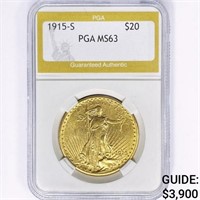 1915-S $20 Gold Double Eagle PGA MS63