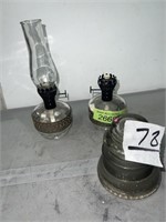 (2) kerosene lamps and glass insulator