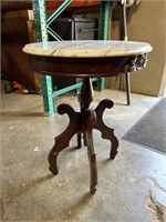 Marble and wood end table, approximately 29