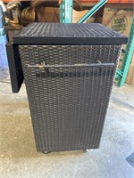 Wicker grill side table with wheels,