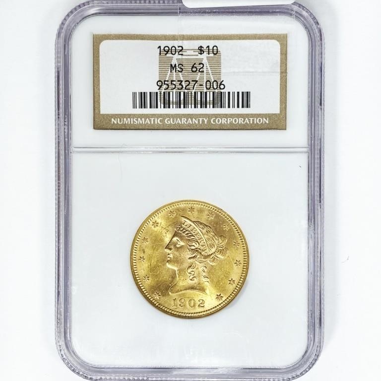 1902 $10 Gold Eagle NGC MS62