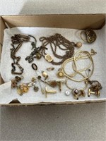 Gold plated costume jewelry, mainly necklaces