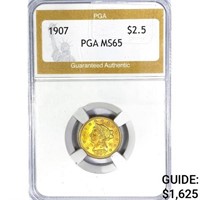 1907 $2.50 Gold Quarter Eagle PGA MS65
