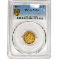 1887 $2.50 Gold Quarter Eagle PCGS AU53