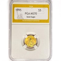 1995 $5 1/10oz. American Gold Eagle PGA MS70