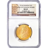 1914 Canadian $10 Gold (16.72g) NGC MS63