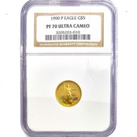 1990 US 1/10oz Gold $5 Eagle NGC PF70 UC