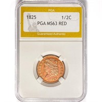 1825 Classic Head Half Cent PGA MS63 RED