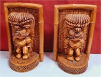 11 - PAIR OF TIKI BOOKENDS (F18)