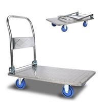 B4189 Folding Cart 1000 Pound 35x18.5x32.5, Silver
