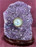 Amethyst, crystal mantle clock with New Haven