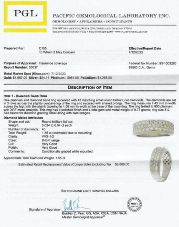 Exceptionally Fine Quality Platinum Diamond Ring
