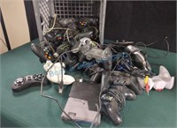 Big group of game controllers