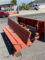 Picknic table converts to benches , needs repair