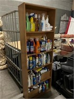 Shelf of various cleaners plus shelf