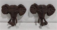 Elephant Cast Iron Wall Hooks [x2]