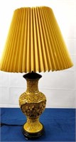 Mid Century Carved Resin Lamp w/Original Shade
