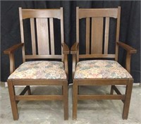 Oak Armchair w/Upholstered Seat [x2]