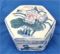 Ceramic Lotus Flower Trinket Box