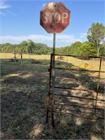 Vintage stop sign with adjustable pole