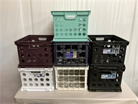 7 plastic storage crates
