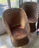 2 Wicker Chairs. On Porch 31" Tall